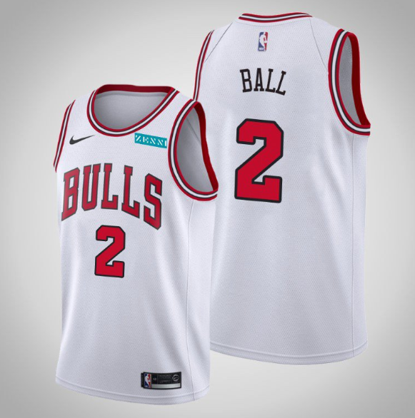 Men's Chicago Bulls #2 Lonzo Ball White Stitched Basketball Jersey